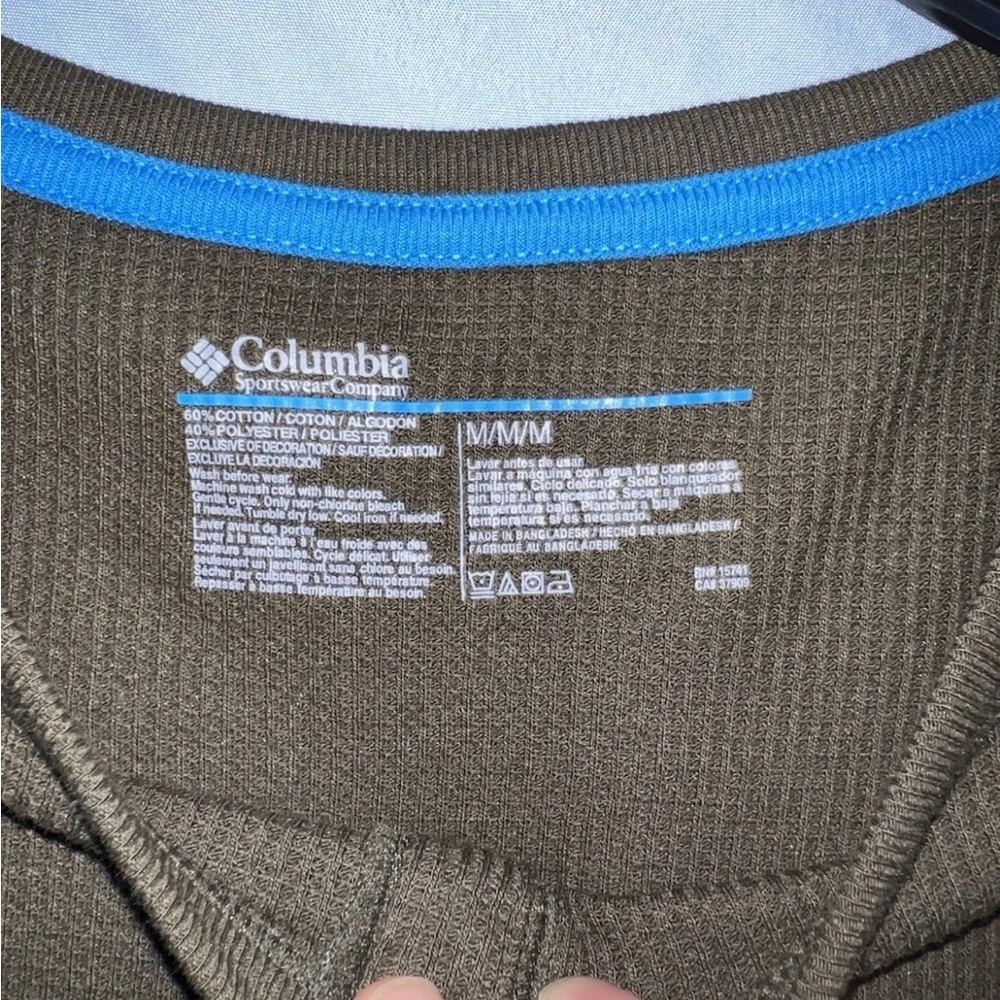 Columbia Men’s Waffle Knit Henley Long Sleeve Green Size M NWT - Picture 5 of 5